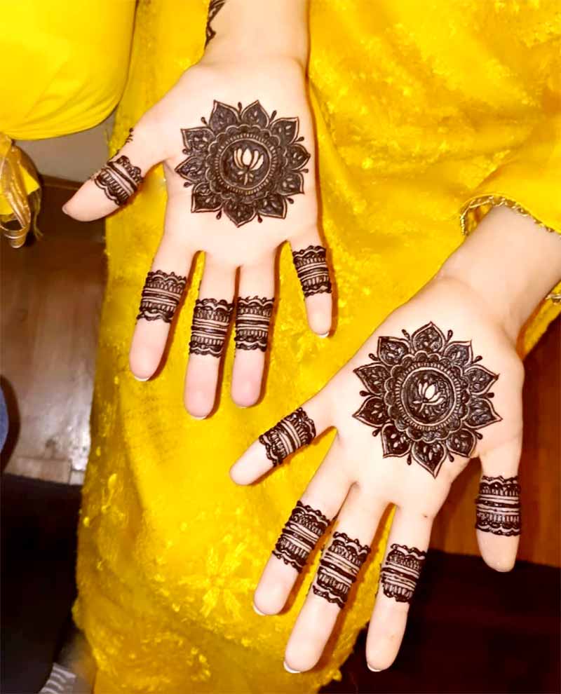 Gol Tikki Mehndi Designs Front Hand
